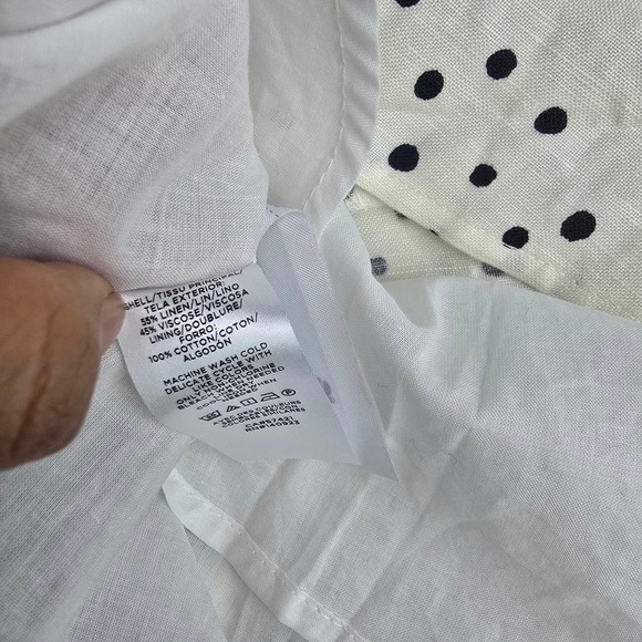 LOFT Women's Polka Dot Square Neck Puff Sleeve Tie Back Mini Dress Size 8 - Picture 5 of 9